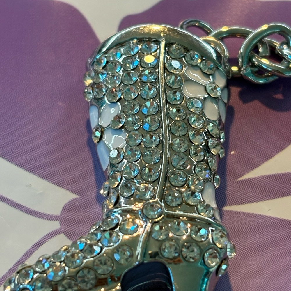 Silver Rhinestone Boot Keychain - image 2